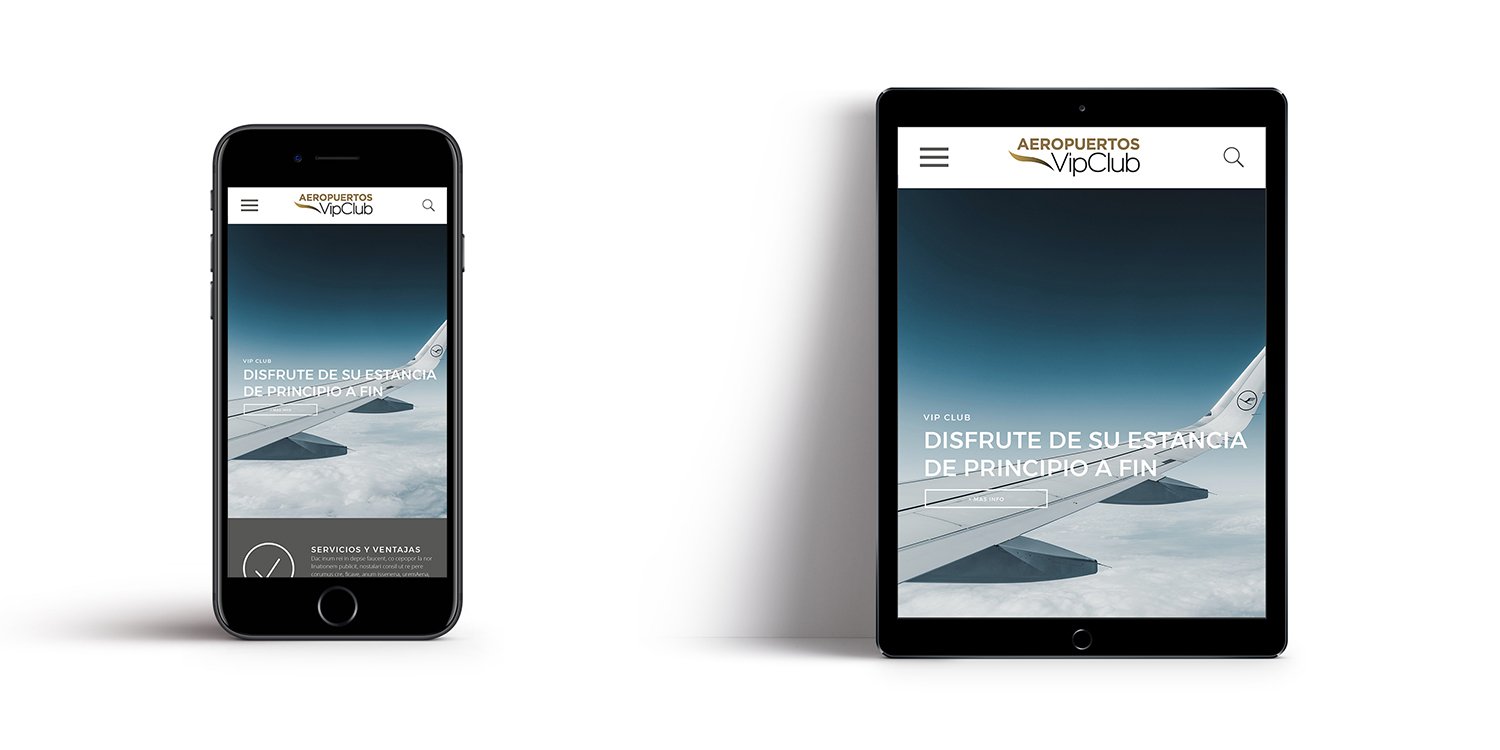 Aeropuertos VIP Club website design by Indy Blue Studio shown on mobile and tablet