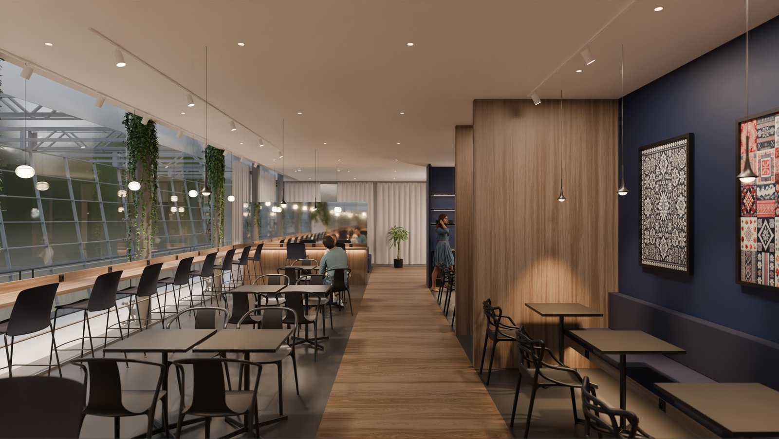 Pearl Lounge by Menzies interior design at Bratislava Airport by Indy Blue Studio