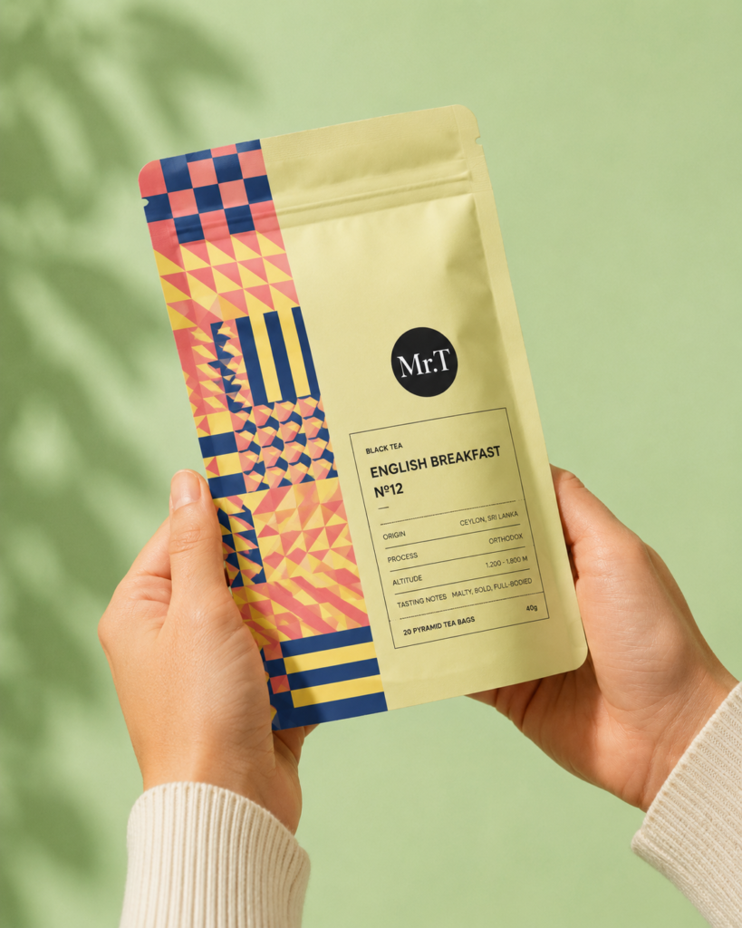 Mr. T English Breakfast premium tea packaging concept