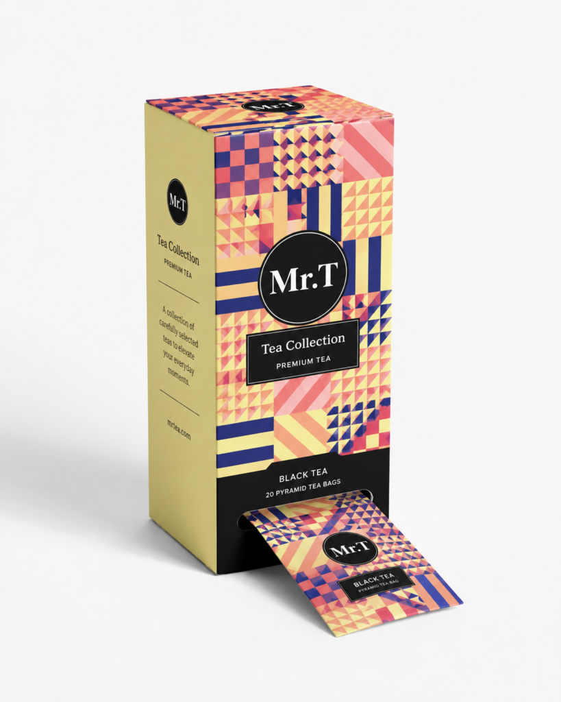 Mr. T premium tea packaging design concept by Indy Blue Studio