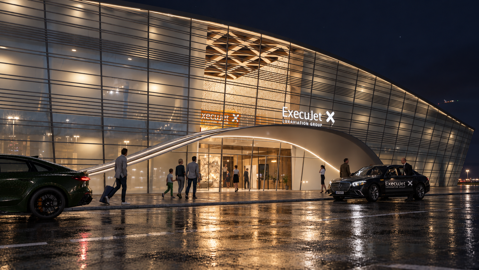 Business Aviation Terminal entrance and reception concept at Alat International Airport