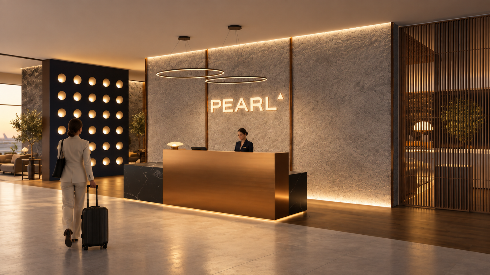 Pearl Lounge reception concept developed for the global interior design brand book by Indy Blue Studio